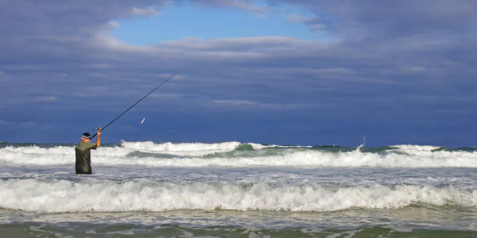 Fishing rod beside a clear rocky stream with natural forest shoreline